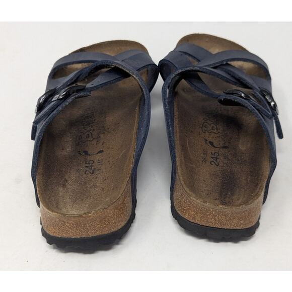 Birki’s Birkenstocks Navy Blue Leather Criss-Cross Sandals 38 EU / US Women’s 7 - Picture 3 of 4